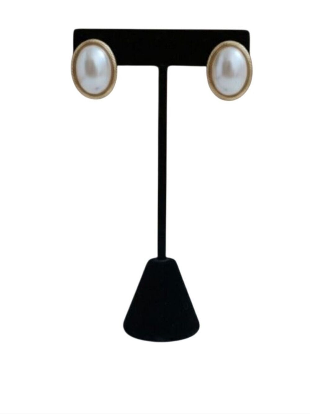 Vintage Napier Pearl Halo Earrings Gold Tone Studs
